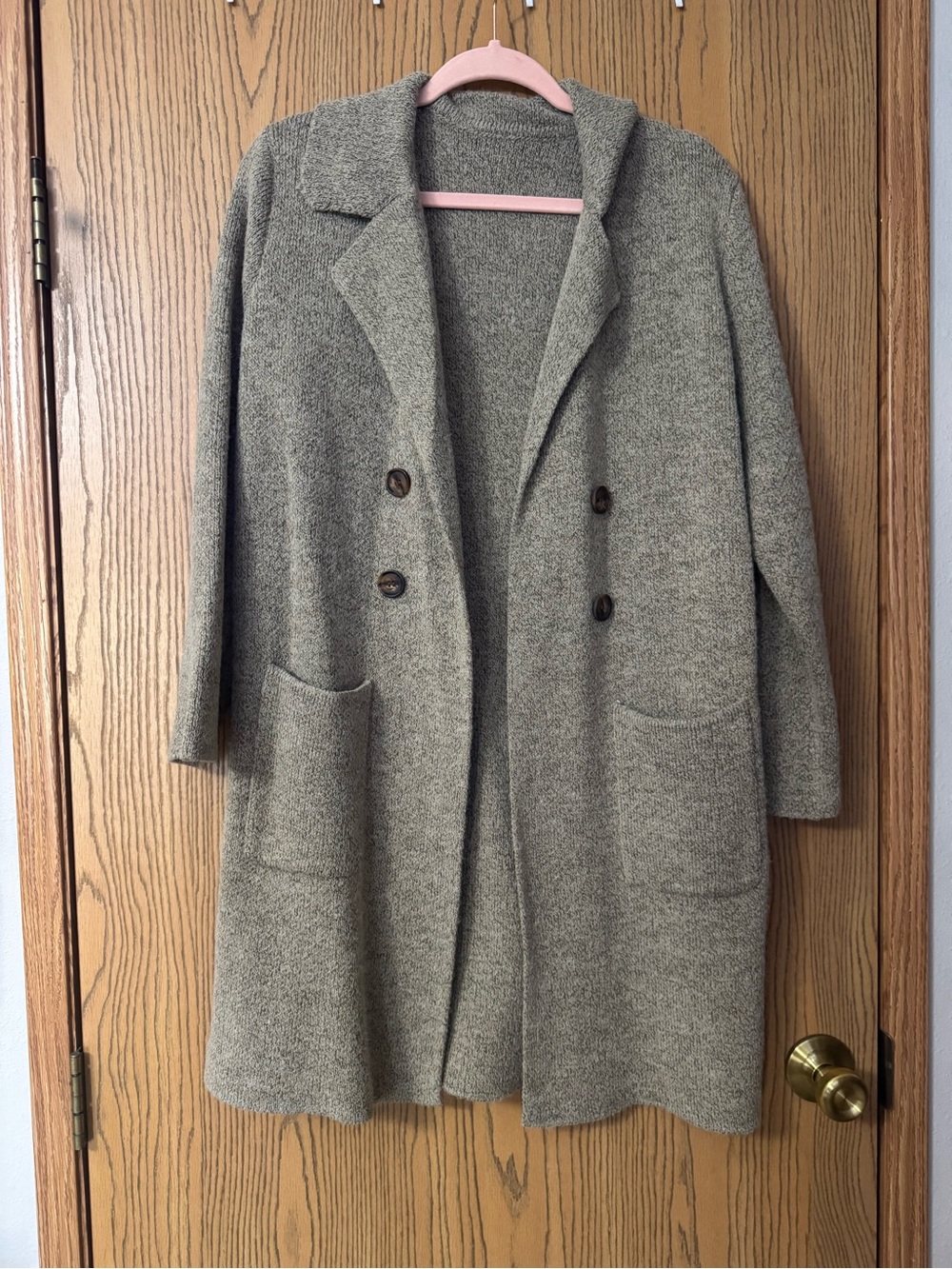Lulu's Olive-Tone Double-Breasted Knit Cardigan